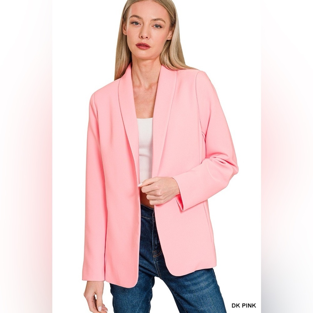 Zenana Woven Long Sleeve Blazer With Lining